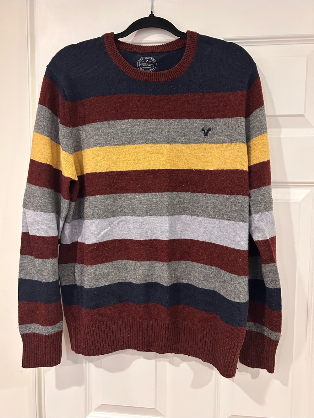 American Eagle Men's Striped Crewneck Sweater